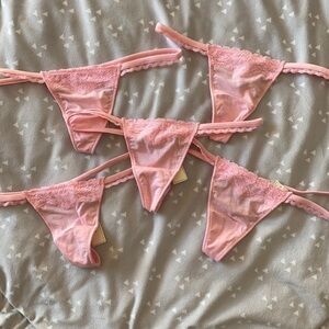 🩷NWT Gilly Hicks Sydney Pink Skinny Thong Panties Bundle Size Small